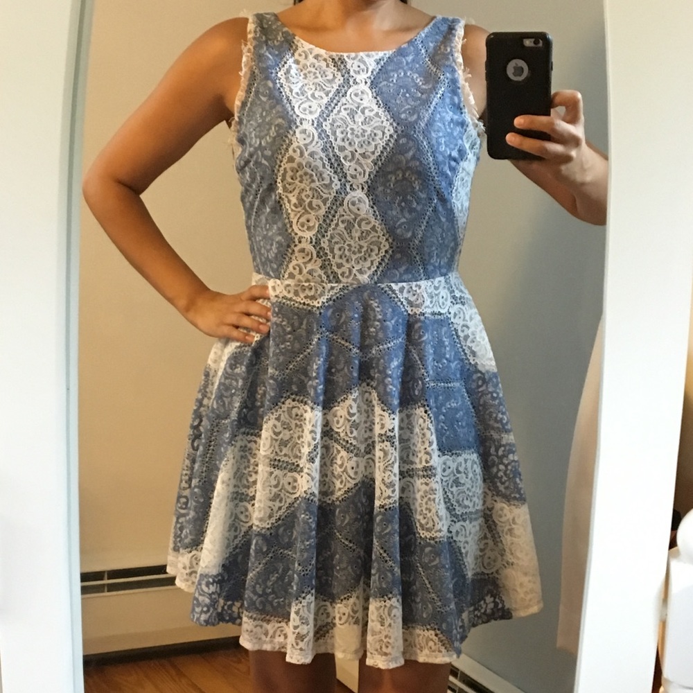 Dress, blue and white, very pretty